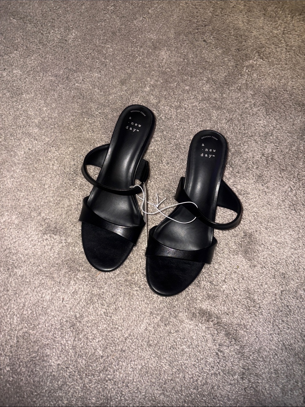 a new day Black Double-Strap Slide Heels 2 inch new